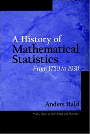 Cover of: A history of mathematical statistics from 1750 to 1930 by Anders Hald