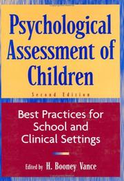 Psychological assessment of children by H. Booney Vance