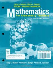 Cover of: Mathematics for Elementary Teachers, Student Resource Handbook by Gary L. Musser, William F. Burger, Blake E. Peterson