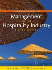 Cover of: Introduction to Management in the Hospitality Industry