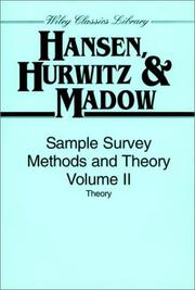 Cover of: Theory, Volume 2, Sample Survey Methods and Theory by Morris H. Hansen, William N. Hurwitz, William G. Madow