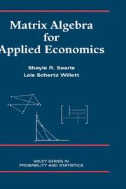 Cover of: Matrix Algebra for Applied Economics by Shayle R. Searle, Lois Schertz Willett