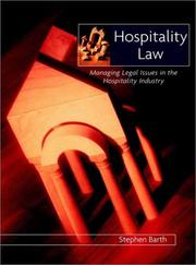 Cover of: Hospitality Law: Managing Legal Issues in the Hospitality Industry