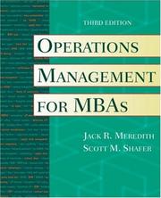 Cover of: Operations Management for MBAs by Jack R. Meredith, Scott M. Shafer