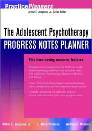 Cover of: The Adolescent Psychotherapy Progress Notes Planner
