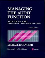 Cover of: Managing the Audit Function | Michael P. Cangemi