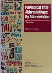 Cover of: Periodical Title Abbreviations: By Title (10th ed. Vol 2)