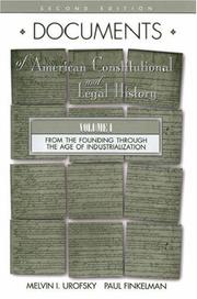 Cover of: Documents of American constitutional and legal history | 