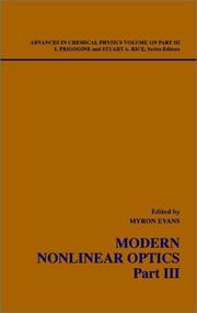 Cover of: Advances in Chemical Physics: Modern Nonlinear Optics, Volume 119, Part 3, 2nd Edition