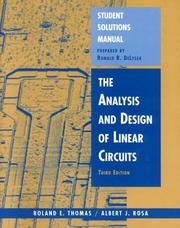Cover of: The Analysis and Design of Linear Circuits, Student Solutions Manual