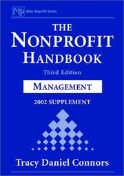 Cover of: The Nonprofit Handbook, 2002 Supplement: Management (Wiley Nonprofit Law, Finance and Management Series)