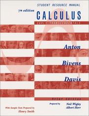 Cover of: Calculus, Early Transcendentals Brief Edition, Student Resource Manual by Howard A. Anton, Stephen Davis, Irl Bivens