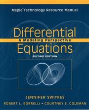 Cover of: Differential Equations, Maple Technology Resource Manual: A Modeling Perspective (Maple Technology Resource Manual)