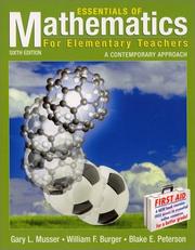Cover of: Essentials of mathematics for elementary teachers by Gary L. Musser