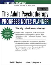 Cover of: The Adult Psychotherapy Progress Notes Planner (Practice Planners)