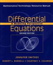 Cover of: Differential Equations, Mathematica Technology Resource Manual: A Modeling Perspective