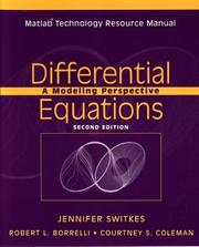 Cover of: Differential Equations, Matlab Technology Resource Manual: A Modeling Perspective (Matlab Technology Resource Manual)