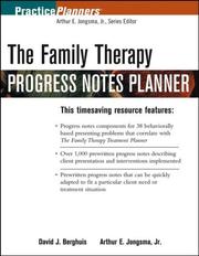 Cover of: The Family Therapy Progress Notes Planner (Practice Planners)