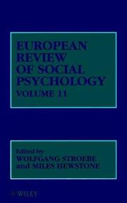 Cover of: European Review of Social Psychology, European Review of Social Psychology V11 (European Review of Social Psychology) by Wolfgang Stroebe, Miles Hewstone