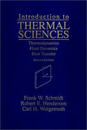 Cover of: Introduction to thermal sciences by Frank W. Schmidt, Frank W. Schmidt