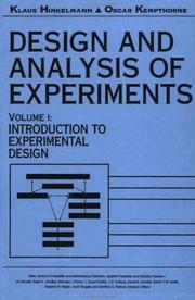 Cover of: Design and analysis of experiments by Klaus Hinkelmann