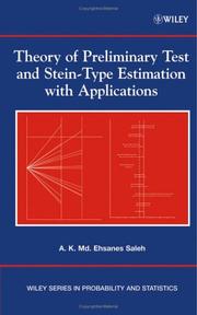 Cover of: Theory of Preliminary Test and Stein-Type Estimation with Applications (Wiley Series in Probability and Statistics) by Saleh, A. K. Md. Ehsanes.
