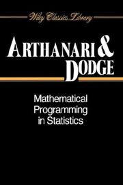 Cover of: Mathematical Programming in Statistics