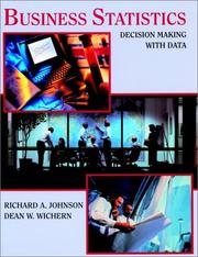 Cover of: Business statistics by Richard Arnold Johnson