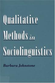 Cover of: Qualitative methods in sociolinguistics