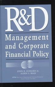 Cover of: R & D management and corporate financial policy