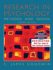 Cover of: Research in psychology: methods and design