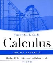 Cover of: Student Study Guide to accompany Calculus: Single Variable, 4th Edition