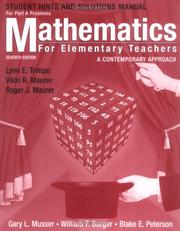 Cover of: Mathematics for Elementary Teachers, Hints and Solutions Manual for Part A Problems by Gary L. Musser, William F. Burger, Blake E. Peterson