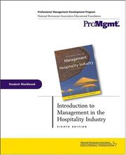 Cover of: Introduction to Management in the Hospitality Industry, Student Workbook by Tom Powers, Clayton W. Barrows