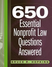 Cover of: 650 Essential Nonprofit Law Questions Answered by Bruce R. Hopkins