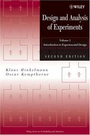 Cover of: Design and Analysis of Experiments, Introduction to Experimental Design (Wiley Series in Probability and Statistics) by Oscar Kempthorne, Klaus Hinkelmann