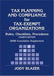 Cover of: Tax Planning and Compliance of Tax-Exempt Organizations by Jody Blazek