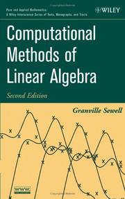 Cover of: Computational Methods of Linear Algebra (Pure and Applied Mathematics: A Wiley-Interscience Series of Texts, Monographs and Tracts)