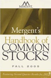 Cover of: Mergent's Handbook of Common Stocks Fall 2005: Featuring Second-Quarter Results for 2005 (Mergent's Handbook of Common Stocks)