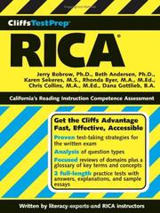 Cover of: CliffsTestPrep RICA (Cliffs Test Prep RICA) by Jerry Bobrow, Beth Andersen, Karen Sekeres, Rhonda Byer, Chris Collins, Dana Gottlieb