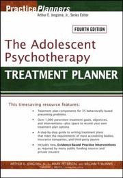 Cover of: The Adolescent Psychotherapy Treatment Planner (Practice Planners)
