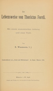 Cover of: Zur lebensweise von Thorictus foreli, mit einem anatomischen anhang und einer tafel