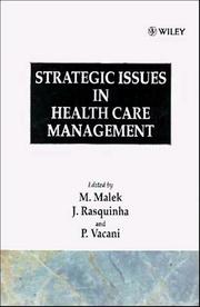 Cover of: Strategic issues in health care management