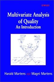 Cover of: Multivariate Analysis of Quality : An Introduction