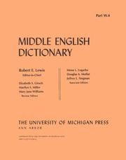 Cover of: Middle English Dictionary by Robert E. Lewis