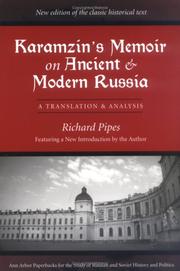 Cover of: Karamzin's Memoir on Ancient and Modern Russia: A Translation and Analysis (Ann Arbor Paperbacks for the Study of Russian and Soviet History and Politics)