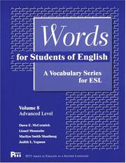 Cover of: Words for Students of English, Volume 8: A Vocabulary Series for ESL (Pitt Series in English as a Second Language)