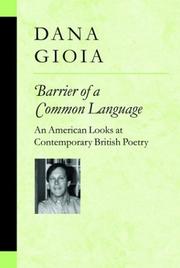 Cover of: Barrier of a common language: an American looks at contemporary British poetry