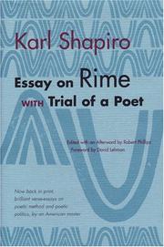 Cover of: Essay on rime by Karl Jay Shapiro