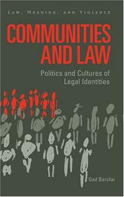 Cover of: Communities and law by Gad Barzilai